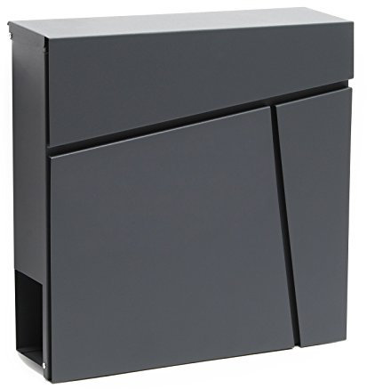 Wiltec Cassetta postale con vano portagiornale V23 antracite 370 x 105 x 370 mm