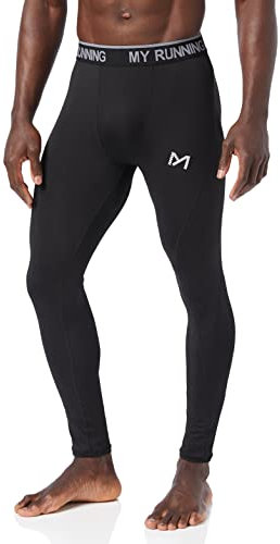 MEETYOO Herren Kompressionshose Sport Leggings, Schwarz 1, L EU