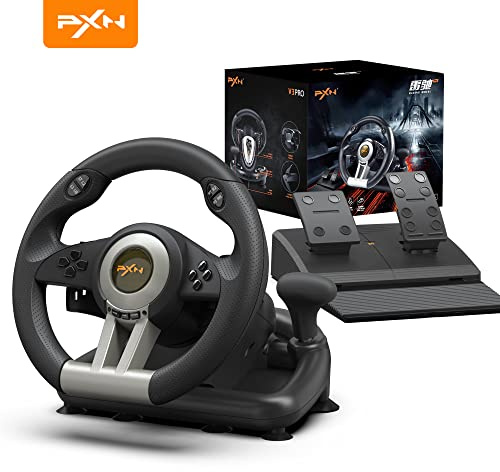 PXN Racing Wheel - Gaming Steering Wheel for PC, V3II 180 Degree Driving Volante Universal Usb Car Racing with Pedal for PC, PS4, PS3,Xbox Series X|S, Xbox One and Switch