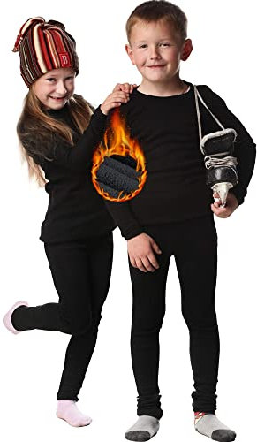 HOPLYNN - Thermal Athletic Set für Children Funktioneller Sportanzug Ski Thermal Set Jungen Atmungsaktive Thermal Athletic Football Ski mit Fleece Schwarz L