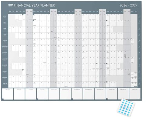 A2 Wall Planner 2026 2027 Year Calendar April to April Financial Year UK Tax Planner Folded 59.4 x 42 cm Clear Mind Concepts®