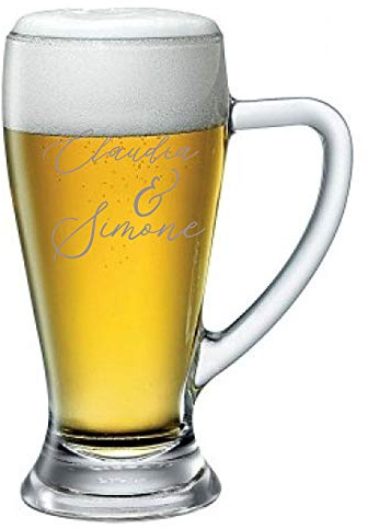 Boccale da birra 38cl Incisione SanValentino Regalo Fidanzati Innamorati PERSONALIZZA CON NOMI DELLA COPPIA - Bicchiere in Vetro
