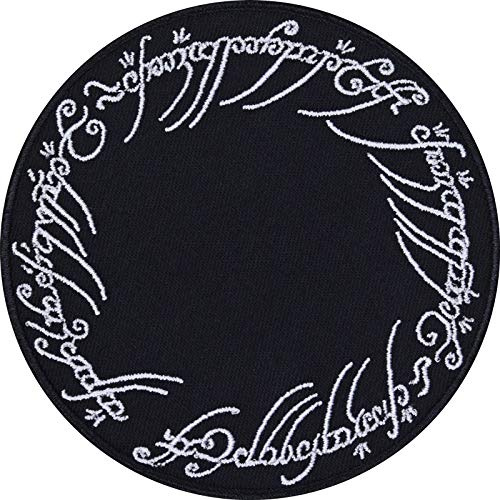 Elben Aufnäher Ein Ring sie zu knechten Aufbügler Elbisch Fanartikel Elben | Fantasy Patch zum annähen/aufbügeln | Saurons Ring Applikation für alle Stoffe | 90x90mm
