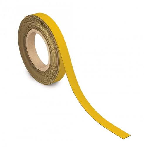 MAUL Kennzeichnungsband gelb magnetisch beschriftbar 10 m | flexible Markierung, einfach zuschneidbar, haftet auf Metallflächen, gut sichtbar, beidseitig nutzbar