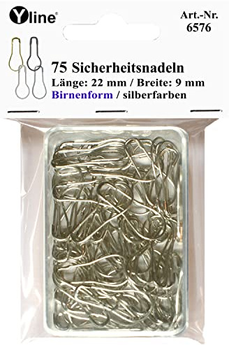 75 Stück Mini Sicherheitsnadeln (Birnenform) silberfarben ca.22 mm, Sicherheits- Nadel Nadeln, 6576