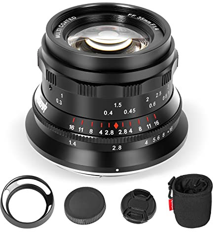 PERGEAR 35mm F1.4 Full-Frame Manual Focus Lens, Compatible with Sony E-Mount Cameras A7 A7II A7III A7R A7RII A7RIII A7RIV A7S A7SII A7SIII A9 A7C A6400 A6000 A6600 A6100 A6500 A6300 Black