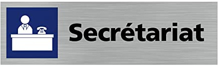 Signalétique.biz France - Plaque de porte SECRETARIAT (Q0113) - 170 X 50 mm - Adhésif aspect aluminium brossé