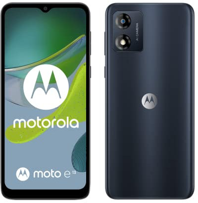 Motorola e13 Smartphone batteria 5000 mAH, Dolby Atmos Stereo Speakers, 13MP, 64 GB, Nero (Black)