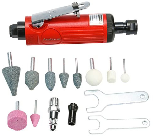 Smerigliatrice pneumatica diritta da 1/4, kit lucidatrice pneumatica per scarico posteriore da 22000 giri/min con pinze da 1/4 (6 mm) e 1/8 (3 MM)