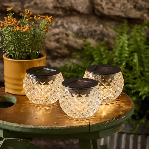 Lights4fun 3er Set LED Solar Kerzen für Außen Kerze im Glas Outdoor Außen Windlicht