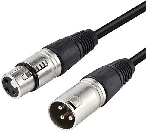 IBRA XLR Mic Cable Premium Quality Pro Microphone Lead | Balanced Male XLR to Female XLR | 2 Metre | Clearer Sound for PA Systems, Studio Recording, Mixers, Amplification & Speakers - BLACK