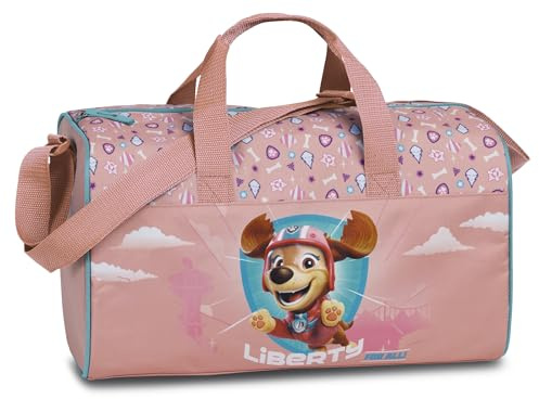 Paw Patrol Kinder Jungen Mädchen Sporttasche mit tollem Liberty Motiv (677) mit großen Hauptfach, Volumen 17 L, 38 x 22 x 20 cm, rosa