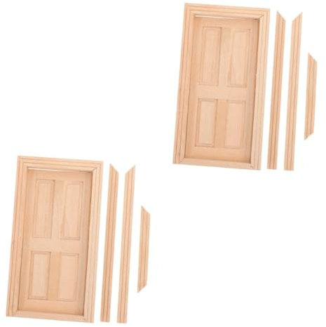 ifundom 2stücke Miniatur Tür Modell Realistische Puppenhaus Tür Zum Öffnen Und Schließen Hochwertige Holzdekoration Für DIY Miniaturmöbel Für Puppenhaus Zubehör Und Kreative