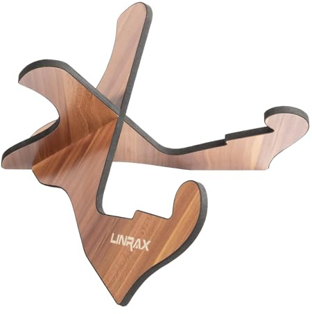 LINRAX GS2 Soporte de Guitarra Suelo, Soporte Guitarra con Goma Suave, Soporte de Madera Universal para Guitarra Acústica Clásica Eléctrica Bajo Ukelele Violín Banjo Mandolina, Accesorios de Guitarra