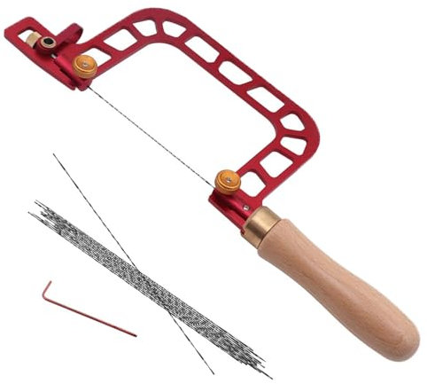 TOOSOAR Seghe da Traforo,con Chiave Esagonale e Lama di Ricambio, Utensile Manuale da Taglio Multidirezionale, Sega da Traforo per Legno, Plastica, Gomma, Metallo Morbido (4in)