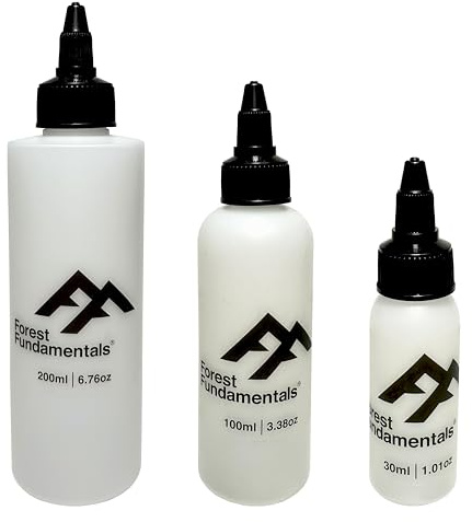 Skogens grundläggande alkoholbränsleflaskor – 30 ml, 100 ml, 200 ml | Metylerade spritflaskor | Läckagesäker och enkel hällning