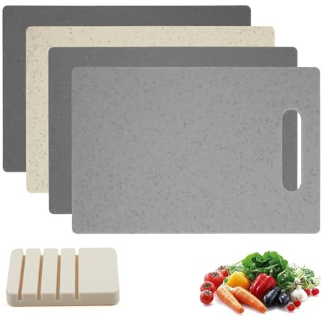 GEEKHOM Schneidebrett Set 4er Pack aus Kunststoff, Rutschfeste Schneidebretter mit Granit-Optik Küchen Gadgets für Schneiden und Schneiden von Gemüse, Obst, Fleisch, Käse, Spülmaschinenfest