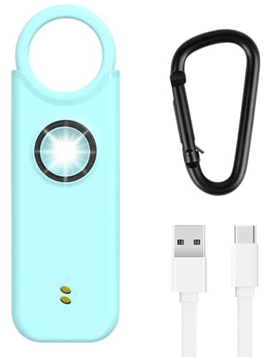Flintronic Alarme Personnelle, 135DB Lampe de Poche, Porte Cle Alarme Portative, Alarmes de Sécurité d'urgence avec Lumières LED, pour Les Enfants, Femmes et Personnes âgées - Bleu