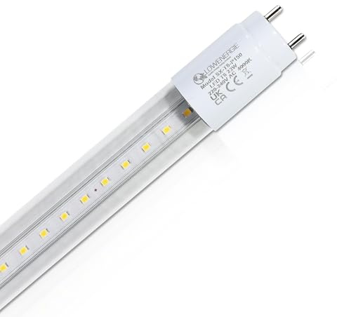 LOWENERGIE LED Tube Light T8 Fluorescent Replacement 5ft High LUX Energy Saving (1, 4000k Clear)