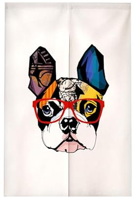 Door Blinds 2X42.5X120Cm Glasses Dog Room Door Curtains Cloth,Doorway Curtain Decorative,Japanese-Style Printed Half-Door Curtain,Can Be Used As A Partition