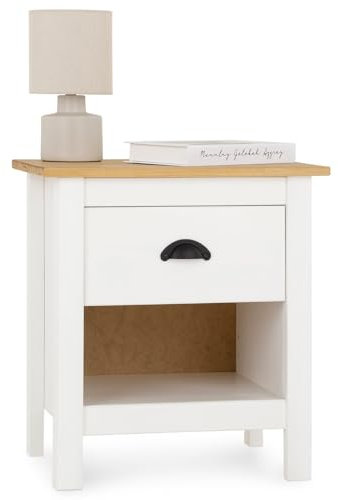 IDIMEX Table de Chevet Blanche Tilly H 50 cm en Bois Massif Finition laquée avec 1 tiroir et 1 étagère Table de Nuit Meuble de Rangement pour Chambre Style Moderne