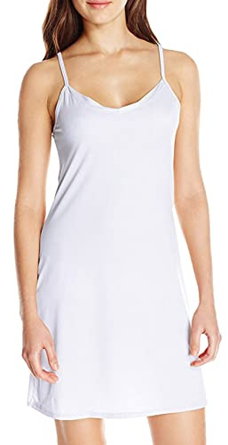 Générique Fond De Robe Court Jupon sous Robes 100% Coton Légère Respirants Bretelles Chemise Nuit Nuisette Col V Femme Été Blanc Noir Chair