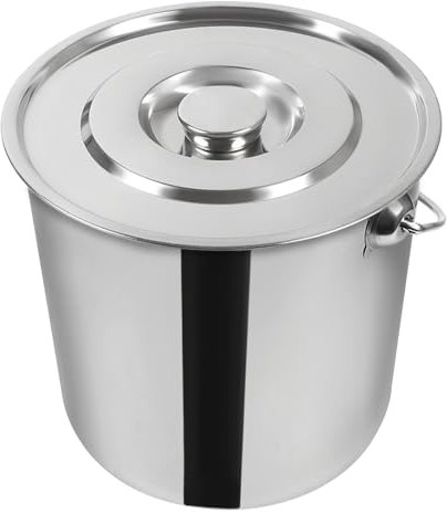 Pentole da zuppa, in acciaio inox, 20 l, professionali, con coperchio, 30 x 27 cm, colore argento, manico rinforzato, ottimo accessorio, come refrigeratore per spumante, secchio per carne, secchio per