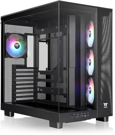 Thermaltake View 380 XL TG ARGB; 4x120mm ARGB Lite Fans Included; 360mm Radiator Support; 420mm GPU Clearance; Hidden Connector Support; Dual Chamber; Black; CA-11E-00M1WN-AZ