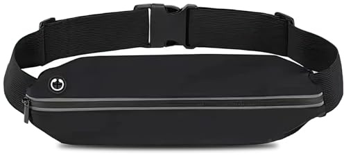 Ceinture de Course pour Téléphone – Sac de Course Étanche, Ceinture Sportive pour Jogging, Course, Fitness et Activités de Plein Air, Bandeau Réglable pour Taille de 40 à 95 cm (Noir)