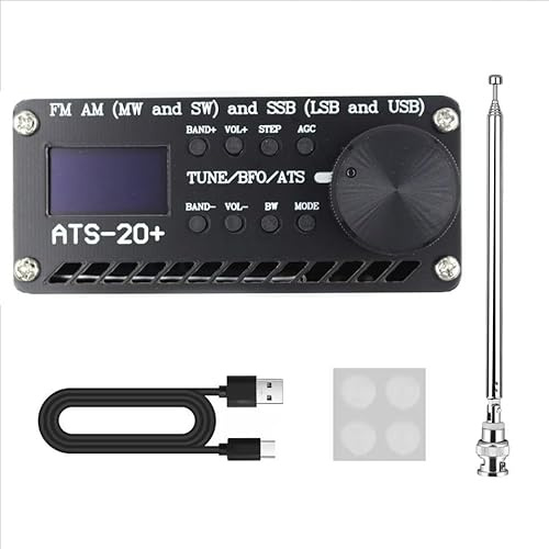 ATS-20+ SI4732 Portable Shortwave Radio Receiver with OLED Display, SSB AM FM SW MW DSP Digital Tuning, USB Rechargeable with 3.5mm Audio for Ham Listening