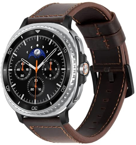 Läderarmband för Samsung Galaxy Watch 8 Classic 46 mm/Watch 8 44 mm 40 mm klockarmband, retro äkta läder ersättning läderarmband män kvinnor