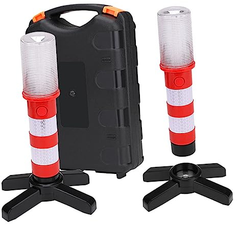 FOYTOKI Lampe de Travail LED Magnétique Rechargeable avec Support Réglable Lumière Stroboscopique de Sécurité Routière pour Intervention Durgence et