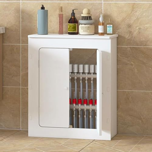 WAMJ AQDY Cache Radiateur, Couvre Radiateur, Meuble de Rangement à Double Porte en Panneaux Bois-Plastique Imperméables, Facile à Nettoyer(70x80x25 cm)
