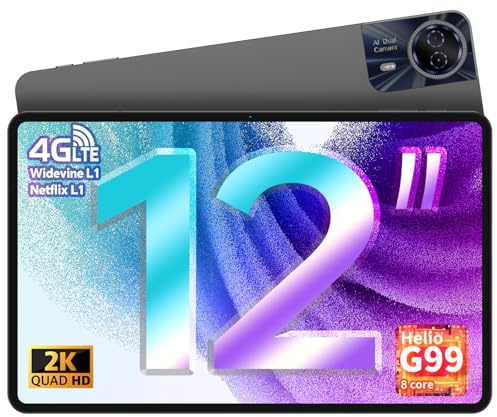 TECLAST T60Pro Tablet 12 Zoll Android 15, MediaTek G99 Gaming Tablets 2K Display, 4G LTE Dual SIM, 20GB RAM+128GB ROM, Widevine L1,GPS/GMS, Tabletpc mit USBC Anschluss, 18W Schnellladung