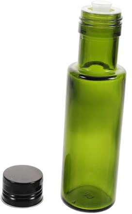TOYANDONA Botella de Aceite de Oliva de Vidrio 100ml, Vacía y Redonda, Tapa Hermética, Verde, Adecuado para Cocina y Viaje