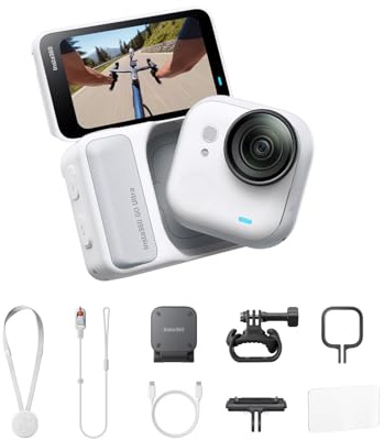 Insta360 GO Ultra Fahrrad-Bundle Polarweiß - freihändige 4K Mini-Cam, leicht & mobil, top bei wenig Licht, überall anbringbar, FlowState-Stabilisierung, 200 Min Akku, 10 m wasserdicht