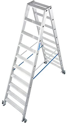 KRAUSE lde876 Stehleiter mit Rollen, 2 x 10 Leiter, 2.35 m Höhe Leiter Trittstufe, 3.9 M Höhe