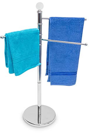 Relaxdays Towel Rack, Metal Stainless Steel, Silver, 93.5 x 70 x 70 cm