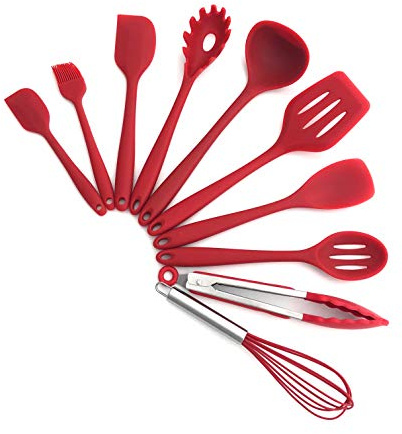 TFENG Silicone Kitchen Utensils Set, 10 Piece Cooking Tools, Heat Resistant and Non-Stick Cooking Spatulas for Pots & Pans | Food-safe Silicone Cooking Tools withstand High Heat, Scratch-resistant, Non-stick Pan, Suitable for Home Baking & Cooking