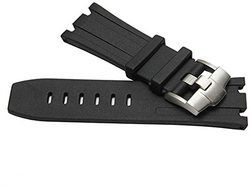 Richie strap ] Bracelet de montre en caoutchouc de silicone AP noir de 28 mm avec fermoir déployant pour Royal Oak Diver