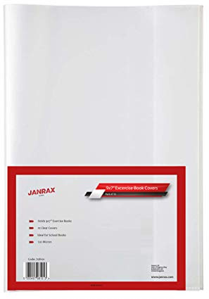 Pack of 10 Clear Exercise Book Covers 9x7 Inch by Janrax - Notebook, School, University, Office Supplies