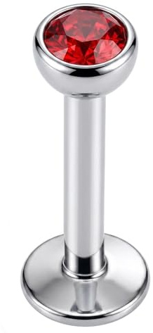 Monster Piercing Roter Kristallstein intern Gewinde Top - 6MM chirurgischer Stahl Labret bar Helix Tragus Schmuck