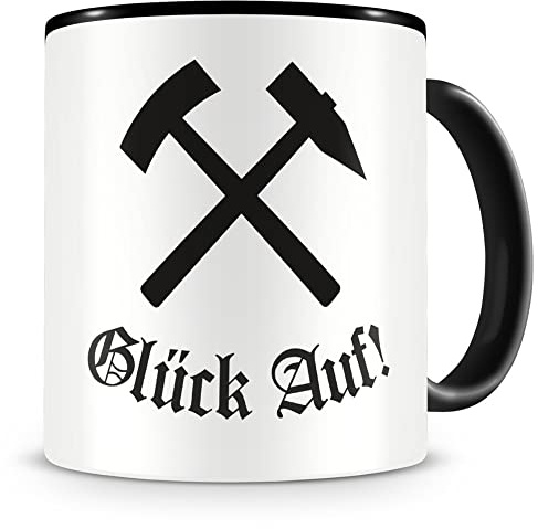 Samunshi® Schlägel und Eisen Glück Auf 2 Tasse Kaffeetasse Teetasse Kaffeepott Kaffeebecher Becher Ruhrpott Schalke 300ml schwarz