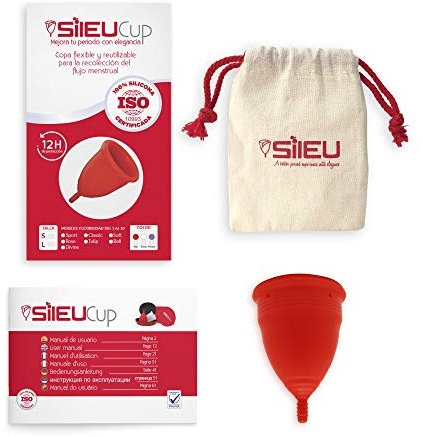 Copa Menstrual Sileu Cup Soft - Ayuda prevenir infecciones urinarias, cistitis, vejigas sensibles, calambres, cólicos menstruales - Disminuye dolor causado por menstruación - Talla L, Rojo