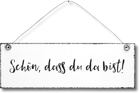 Schön, dass du da bist - Dekoschild Türschild Wandschild aus Holz 10x30cm - Holzbild Deko Schild