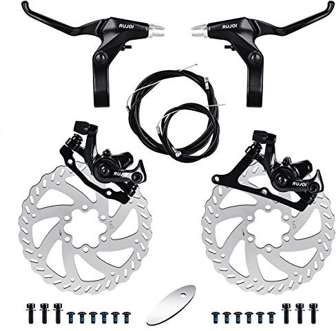 RUJOI Kit de Frein à Disque de vélo, étrier en Aluminium Avant et arrière, Levier de Frein de vélo en Alliage d'aluminium, Rotor de 140 mm, ajusteur mécanique sans Outil