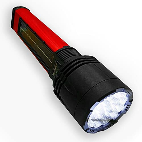 MAKA Torcia Solare Ricaricabile Portatile con Pannello Fotovoltaico non si Scarica Mai Lampada Luce d'Emergenza 7200 mAh Strobo Faro da Campeggio USB Powerbank Luce IP65 8 Ore (Tattica)