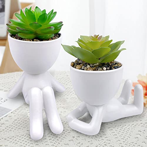 ODIWEN 2Pcs Plantas Suculentas Artificiales, Planta Artificial Decorativa, Pequeñas Plantas Artificiales, Plantas Decoración Suculentas, Mini Plantas Falsas de Plástico, Plantas Artificiales Pequeñas