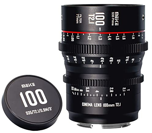 MEKE 100 mm T2.1 Super 35 Prime manuell fokus biolins för EF-Mount Cine-kamera kompatibel med C200 C300 II, RED Komodo, BMPCC 6K, Z CAM E2-S6 BMPCC6K Pro