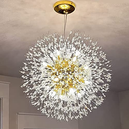 Kristall-Kronleuchter mit Feuerwerk, moderner Löwenzahn-Kronleuchter (16-light, gold)
